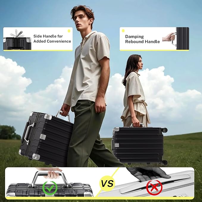 Krute Luggage 28 Inch Checked Suitcase with Spinner Wheels Zipperless Aluminum Frame Luggages TSA Lock No Zipper Hardshell Lightweight PC+ABS Large Suitcases