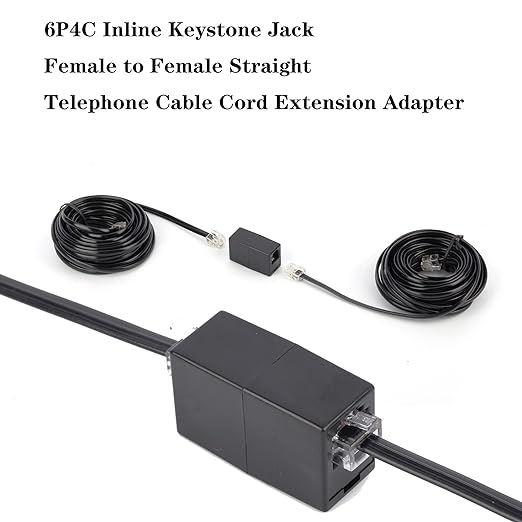 Telephone Extension Cord Phone Cable Line Wire, with Standard RJ11 Plug (15FT-Black)