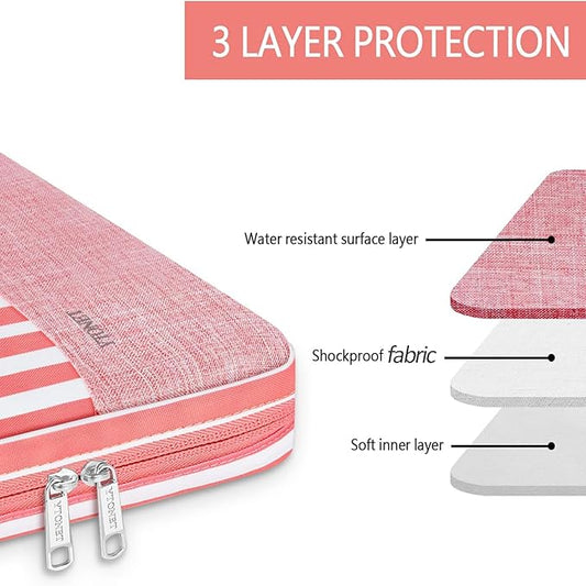 Ytonet Laptop Sleeve Case 15.6 inch Protective Laptop Cover with Handle TSA Water Resistant Computer Carrying Case Compatible with HP, Dell, Lenovo, Asus Notebook, Gift for Women, Pink Stripes