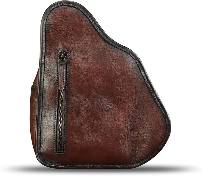 Genuine Leather Sling Bag for Men Women - Chest Crossbody Bag Vintage Sling Backpack Purses Hiking Sports Travel (Coffee)