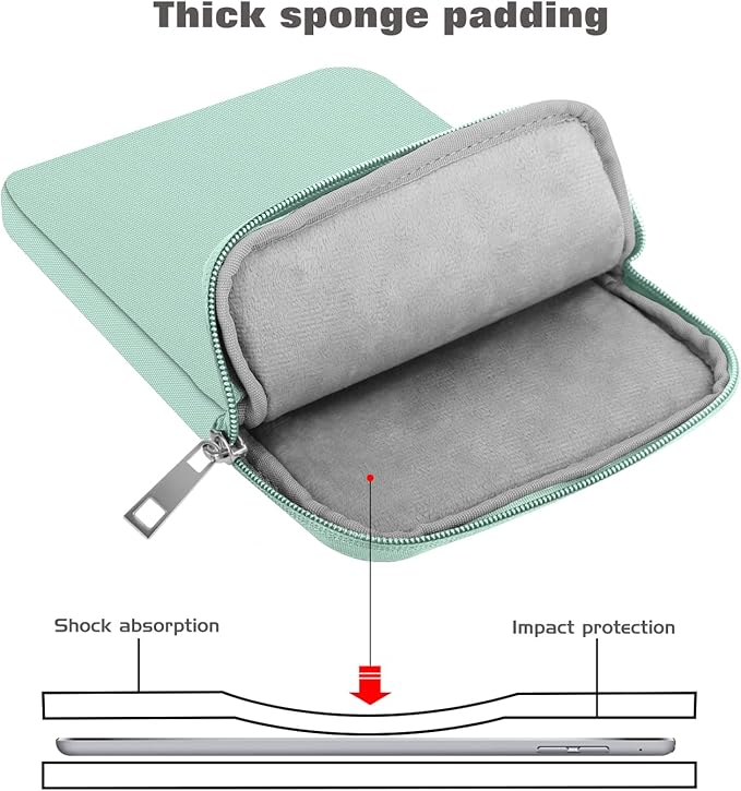 MoKo 9-11 Inch Tablet Sleeve Bag Carrying Case Fits iPad air 5 10.9" 2022, iPad Pro 11 M2 2022-2018, iPad 10th 10.9,iPad 9/8/7th Gen 10.2,iPad Air 4 10.9/Air 3 10.5,Tab S8/S9 11", Mint Green