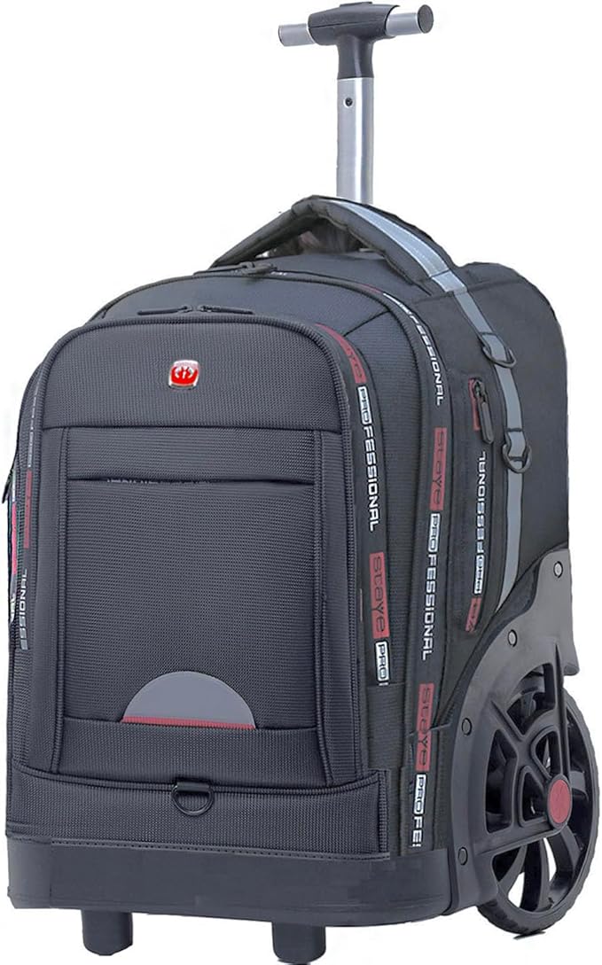 Rolling Backpack for Adults, Large Wheeled Backpack with Laptop Compartment, Roller Backpack on Wheels, Suitable for Leisure Outdoor Business Travel (Grey)