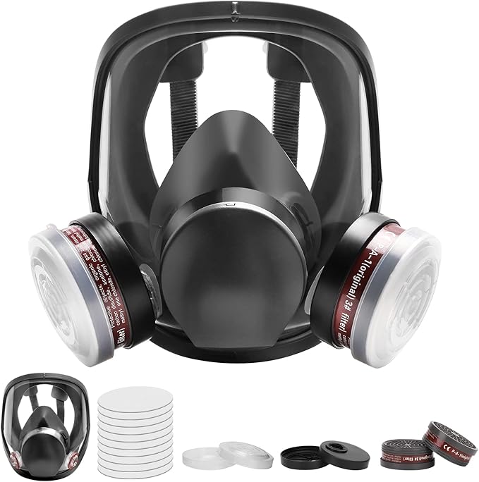 Respirator Mask, Reusable Face Respirators with Filters, Gas Masks Against Chemicals/Organic Vapor/Formaldehyde