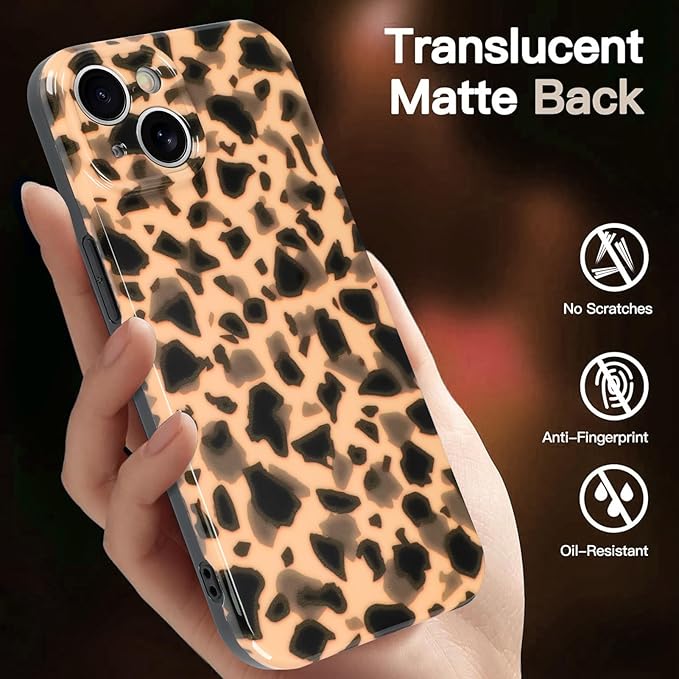 Phone Case for iPhone 15 Case White Shell Color Tortoiseshell Print TPU Slim Phone Cover for Women Girls Grily Brown Shockproof Phone Cover for iPhone 15, Tortoise Print
