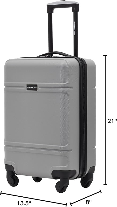Travelers Club Skyline Spinner Luggage, Gray, 22-Inch Carry-On
