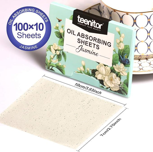 Teenitor Face Oil Absorbing Sheets - 1000 Jasmine Blotting Paper for Oily Skin, Natural Oil Control Film Blotting Sheets for Men & Women