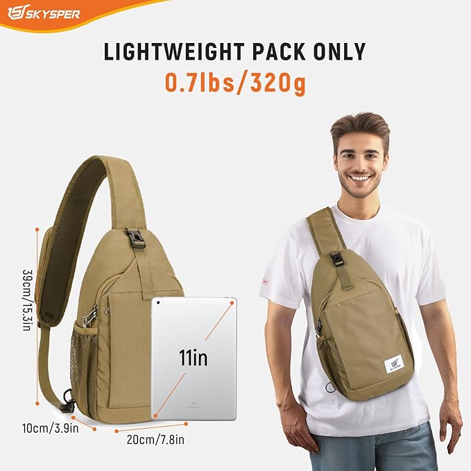 SKYSPER Sling Bag RFID Cross Body Bag Recycled Crossbody Backpack Travel Daypack