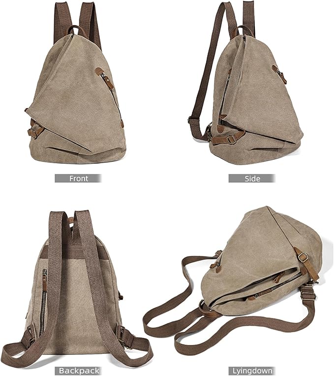 KL928 Canvas Vintage Backpack – Large Casual Daypack Outdoor Travel Rucksack Hiking Backpacks for Men Women