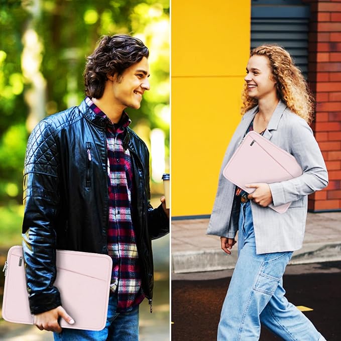 Laptop Sleeve, 15.6 inch Laptop Case, Durable Computer Carrying Bag Protective Case Briefcase Handbag with Front Pocket, Slim Laptop Case Cover for 15.6 Inch HP, Dell, Lenovo, Asus, Notebook, Pink