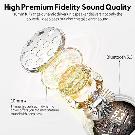 MOZOTER Bluetooth 5.3 Wireless Earbuds,Deep Bass Loud Sound Clear Call Noise Cancelling with 4 Microphones in-Ear Headphones with Wireless Charging Case Compatible for iPhone Android,Work-White