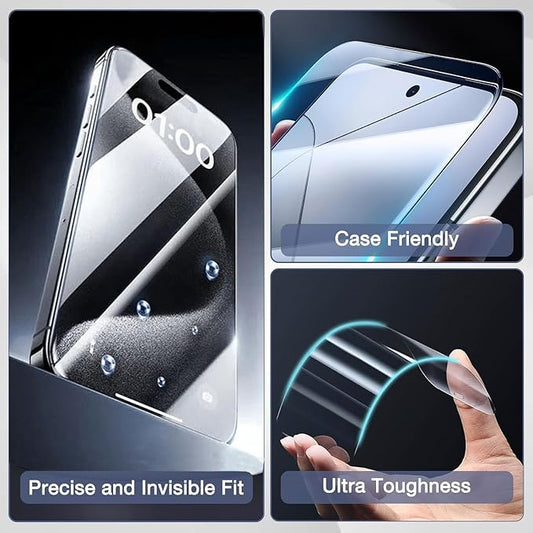 2 Pack Screen Protector for iPhone 17, iPhone 16 Pro 6.3-inch, 9H Tempered Glass, High Definition Clear, Full Coverage, Anti-Fingerprint, Auto Dust-Elimination, No Bubble, Easy Installation