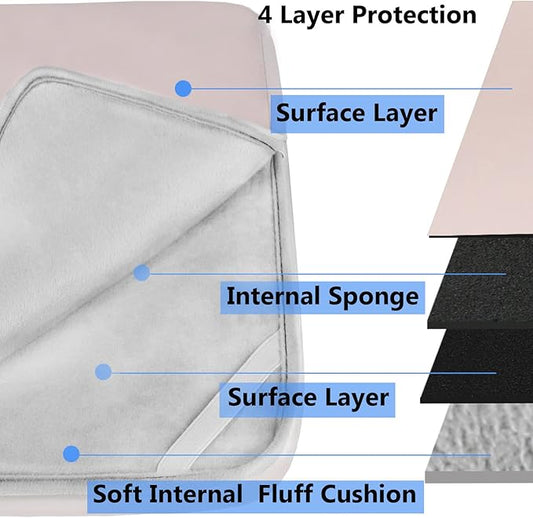 Laptop Sleeve Case 15.6 Inch, Durable Shockproof Protective Cover Flip Case Briefcase Carrying Bag Compatible with 15.6" HP, ASUS, Lenovo, Acer, Notebook, Computer, Ultrabook, Chromebook, Pink