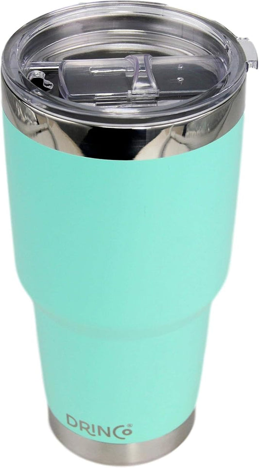 Drinco - 30 oz Stainless Steel Tumbler | Double Walled Vacuum Insulated Mug With Lid, 2 Straws, For Hot & Cold Drinks (30oz Teal, 30oz)