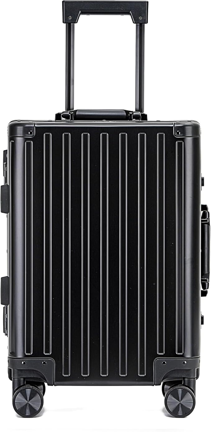 YYW All aluminum-magnesium Carry-On Luggage 24 Inch,Airline Approved Lightweight Suitcase with TSA Lock and Silent Wheels,Suitable for business travel(Black, 24in)