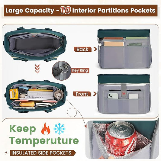 RAINSMORE Teacher Tote Bag 15.6 inch Laptop Bag for Women Work Bags Nurse Bag Lightweight Laptop Tote Computer Briefcase