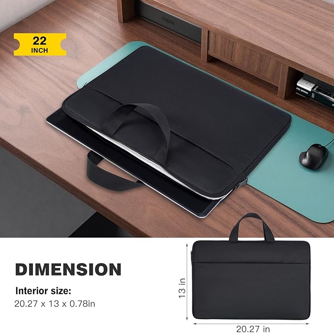 22 Inch Portable Monitor Case, Protective Carrying Sleeve for 22 inch ASUS ZenScreen 22"/ViewSonic TD2230 TD2223 22"/Acer UT222Q bmip 21.5"-22 Portable Monitor Laptop Tablet Notebook Bag, Black