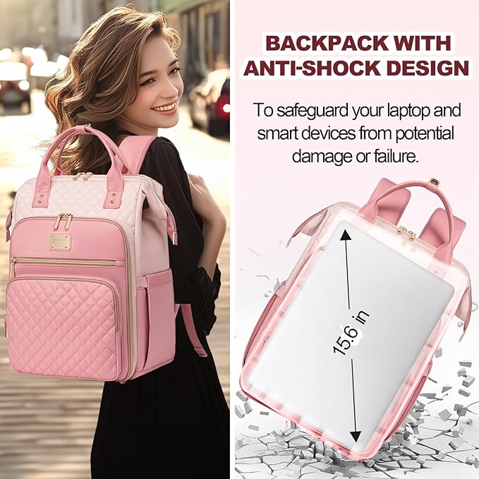 Lunch Backpack for Women, 15.6 inch Laptop Backpacks for Womens, Work Backpacks with Lunchbox,Insulated Back pack Cooler,Teacher Nurse Travel Backpack for Women