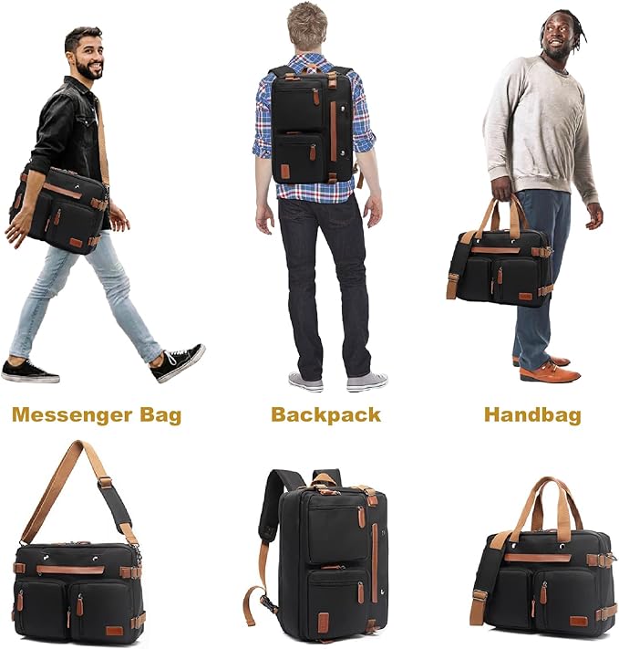 MOLNIA 3 in 1 Laptop Bag for Men, 17.3 Inch Work Bags for Men, Laptop Backpack, Briefcases, Messenger Bag, Computer Bags for Laptops for Men Women, Black