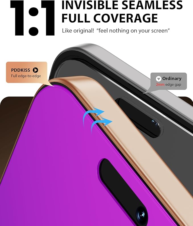 Compatible for iPhone 17 Pro Max Privacy Screen Protector 6.9 Inch, Purple Gradient Anti Spy Anti Blue Light HD Tempered Glass Easy Installation