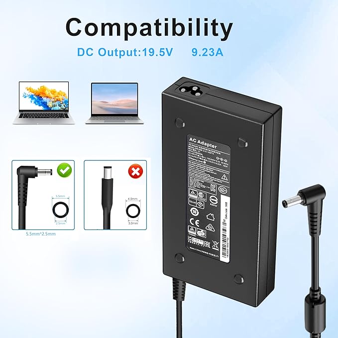 180W Charger Fit for MSI GF63 GF65 GF75 GF62 GF72 Thin GS65 Stealth, MSI Gaming Laptop Charger