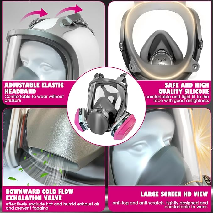 Full Face Respirator Mask - Gas Masks Survival Nuclear and Chemical for Asbestos,Paint and Chemical