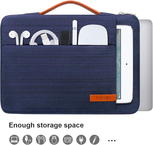 Lacdo 360° Protective Laptop Sleeve Case for 13 inch New MacBook Air M4 A3240 2025, M3 A3113, M2 A2681, M1 A2337 | 13" MacBook Pro M2/M1 A2338 A2251 | 13" iPad Air M3 / iPad Pro M4 Computer Bag, Blue