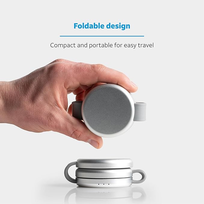 AT&T 3-in-1 Foldable Wireless Charging Station – 15W Qi-Certified Fast Charger Stand for iPhone 15/14/13, Android & AirPods – MagSafe Compatible – USB-C Cable Included – Silver