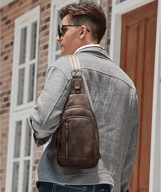 CLUCI Crossbody Bags for Women Men,Leather Sling Bag Cross Body Backpack for Woman Gifts for Women Birthday Unique