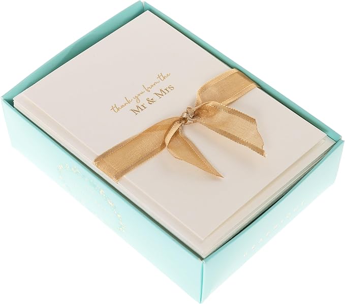 Graphique Wedding Thank You Cards, Mr. & Mrs., Pack of 10 Cards with Envelopes, Blank Inside, Gold Foil Embossing, La Petite Press Collection Boxed Set, 3.25" x 4.75"