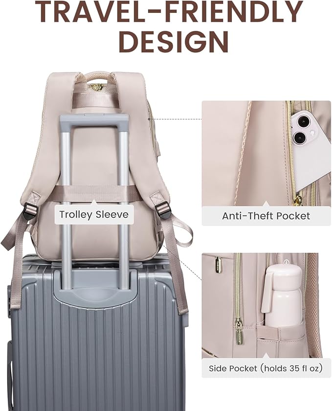 LOVEVOOK Laptop Backpack for Women, Slim Business Laptops Bag with Separate Computer Compartment Stylish Daypack for College Work Travel, Fits 15.6" Laptop