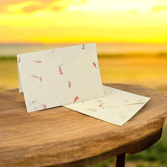 Kathmandu Valley Co. Nepali Cherish Greeting Card & Envelope Deluxe Box Set with Handmade Lokta Paper from Nepal, 25 Cards (Marigold)