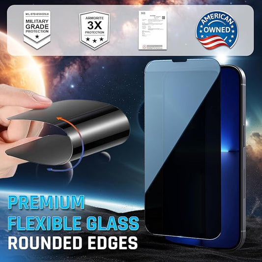 2 Pack iPhone 14 Pro Max Privacy Screen Protector Privacy 9H Military Grade Scratch Fingerprint Resistance Anti-Glare Shatterproof Tempered Glass Anti-Spy Easy Installation Bubble Free
