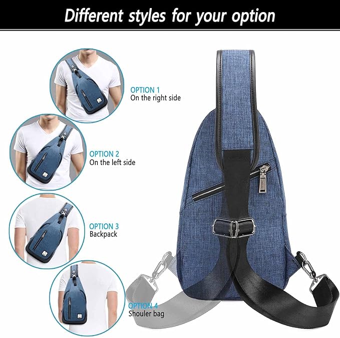 Small Sling Bag Crossbody Backpack Over the Shoulder Bag for Men Women Travel Outdoors, Lightweight Chest Pack (Small, Blue)