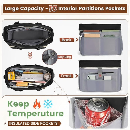 RAINSMORE Teacher Tote Bag 15.6 inch Laptop Bag for Women Work Bags Nurse Bag Lightweight Laptop Tote Computer Briefcase