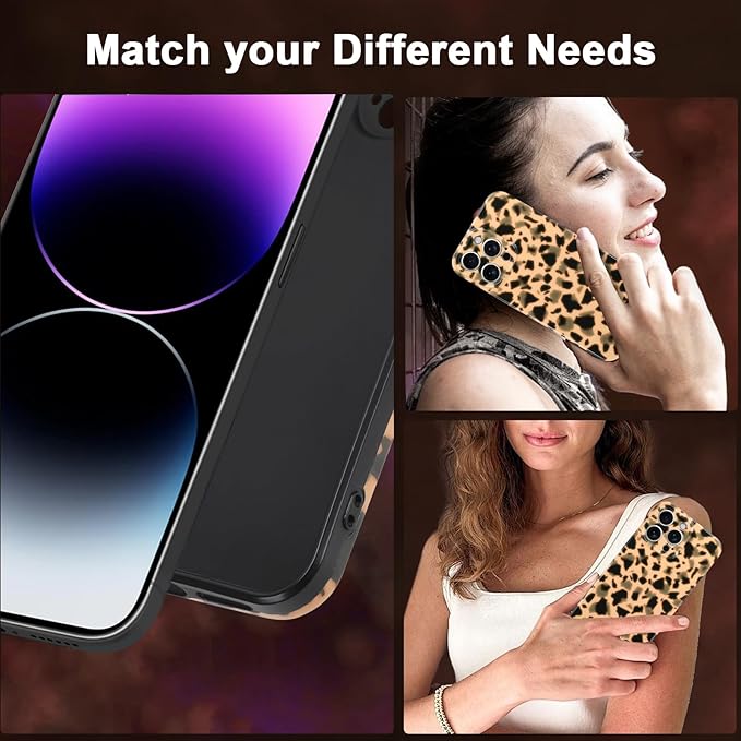Phone Case for iPhone 14 Pro Max Case White Shell Color Tortoiseshell Print TPU Slim Phone Cover for Women Girls Grily Brown Shockproof Phone Cover for iPhone 14 Pro Max, Tortoise Print