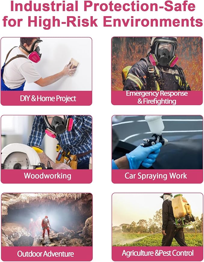 Full Face Respirator Gas Mask, 6800 Reusable Respirator Mask with Filters 60921, Anti-Fog, Perfect for Paint, Spray, Dust, Welding, and Chemical Protection