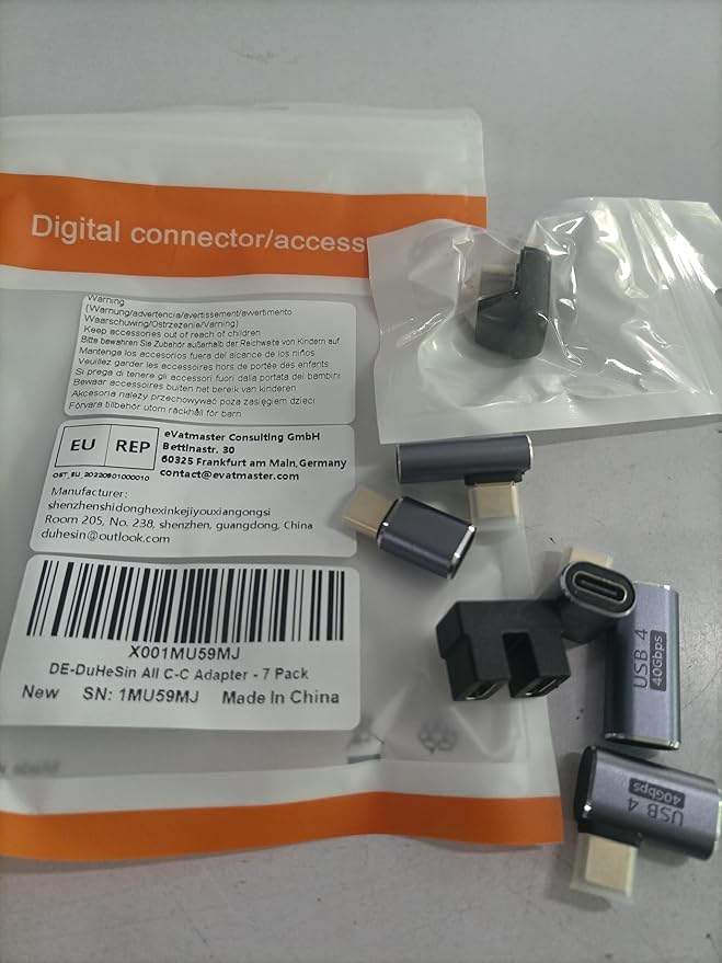 USB C Adapter (7 Pack) with 100W 40 Gbps 8K 60Hz, 90 Degree Right Angle, Straight, Female to Male, USB C Extender for TB3/4, MacBook Pro/Air, Steam Deck and More Type C Devices