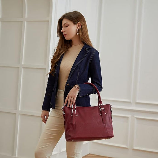 HESHE Genuine Leather Purses and Handbags for Women Tote Shoulder Bag Satchel Purse Top Handle Bags Hobo Crossbody Purse