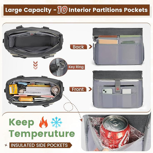 RAINSMORE Teacher Tote Bag 15.6 inch Laptop Bag for Women Work Bags Nurse Bag Lightweight Laptop Tote Computer Briefcase