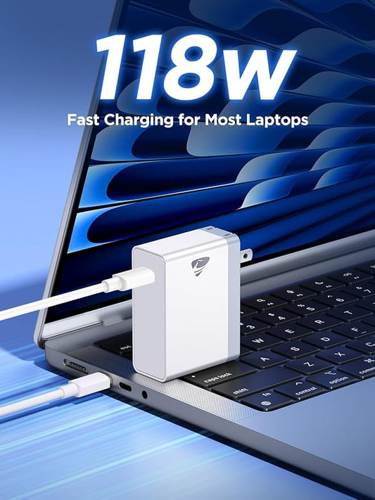 MacBook Pro Charger - 118W USB C Fast Charger Power Adapter MacBook Pro/MacBook Air 16 15 14 13 Inch, M1 M2 M3 M4, iPad Pro/Mini, Galaxy and All USB C Device (6.6FT USBC Cable Included)