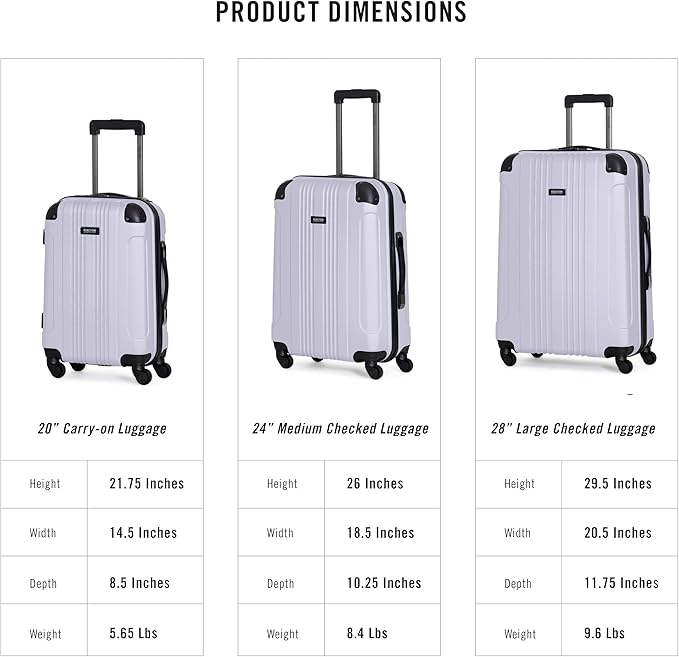 Kenneth Cole REACTION Bounds Lightweight Hardshell 4-Wheel Spinner Luggage, Lavender, 28-Inch Checked