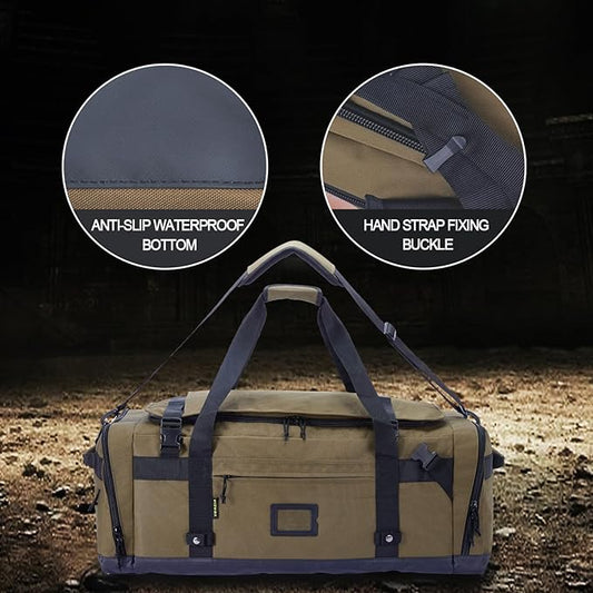 Large Duffle Bag for Travel - Men & Women, Foldable Gym Duffle Backpack, Heavy Duty Tactical Military Canvas Duffel Bags, Extra Big Carry On with Shoe Pockets, Waterproof (80L/103L)