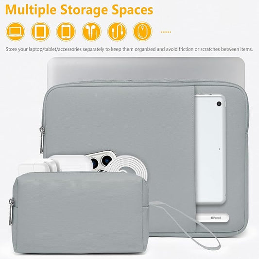 HYZUO 13 Inch Laptop Sleeve Bag Set for MacBook Air 13 M4/M3/M2/M1 2025-2018, MacBook Pro 13 M2/M1 2025-2016, iPad Pro/Air 13, XPS 13, Surface Pro, Notebook Case for 12"-13" Tablet, Rock Gray