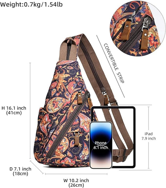KL928 Canvas Sling Bag - Small Crossbody Backpack Shoulder Casual Daypack Rucksack for Men Women