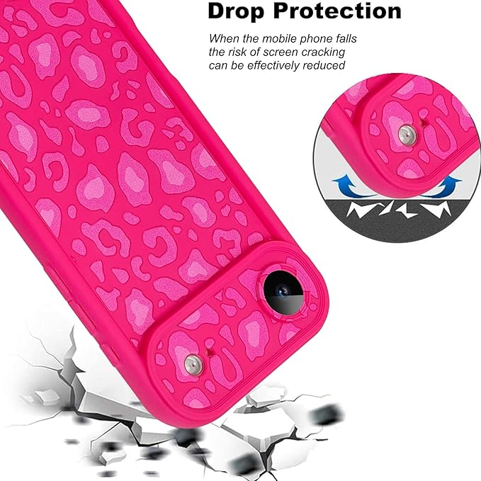KANGHAR Case Compatible with iPhone Air Leopard Printed Pattern Cute Cheetah Phone Case Soft TPU Shockproof Protective Cover Designed for iPhone Air 6.5 Inch Hot Pink