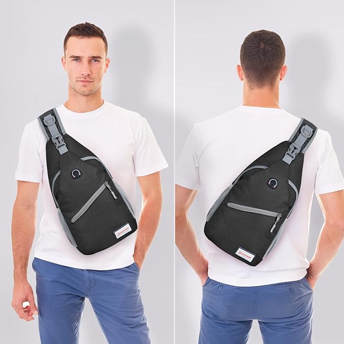 ZOMAKE Sling Bag,Small Crossbody Sling Backpack,Water Resistant Shoulder Daypack for Travel,Anti Thief Chest Bag for Hiking(Black(New))