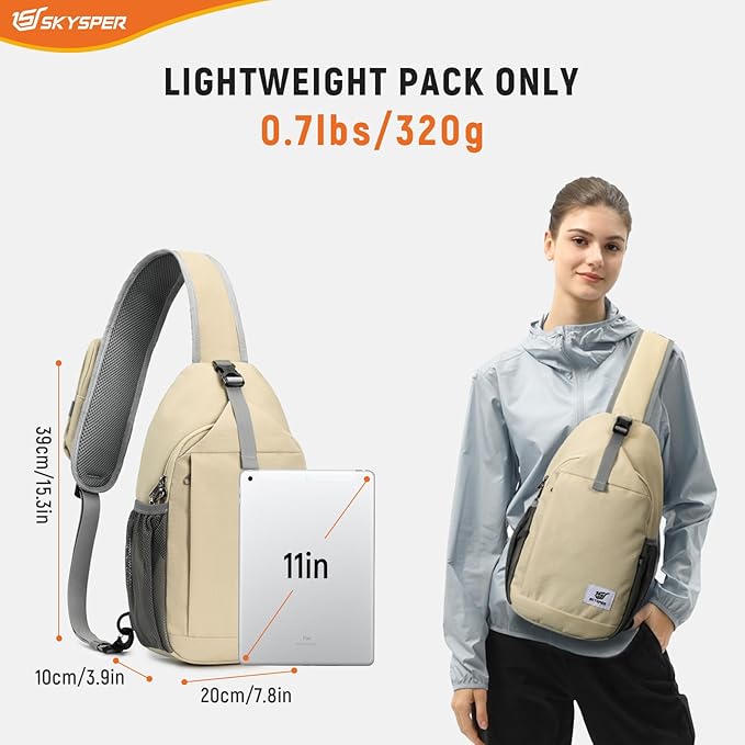 SKYSPER Sling Bag RFID Cross Body Bag Recycled Crossbody Backpack Travel Daypack
