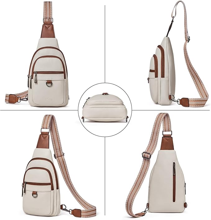 Womens Sling Bag Crossbody Bags for Women Vegan Leather Sling Backpack Daypack Fanny Pack Crossbody Purse Travel