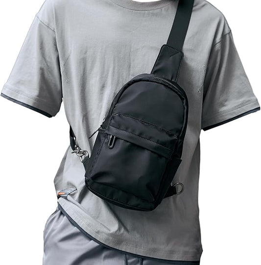 Sling Bag for Men Samll Crossbody Backpack 4.7L Black Anti theft Sling Bags Every Day Pack for Travel Hiking Daily Casual