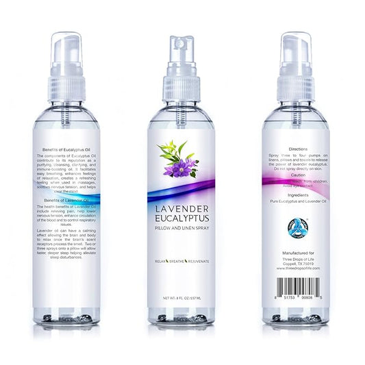 Natural Lavender Eucalyptus Pillow Mist and Linen Spray, Best Home Spray to Relax The Mind, Sleep Patterns and Body, Strong Lavender Room Spray (Lavender Eucalyptus, 8oz)